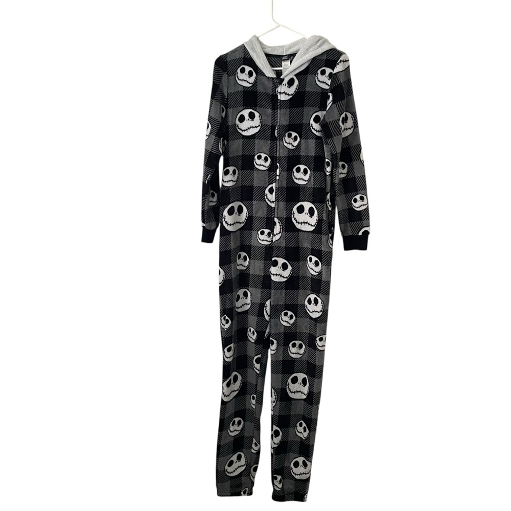 Jack Skellington Adult One Piece Fleece Pajama with Hood Size Size M